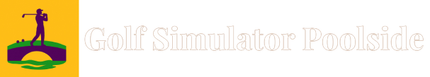 Golf Simulator Poolside logo with golfer silhouette.