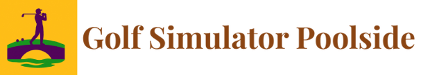 Golf Simulator Poolside logo with golfer silhouette.