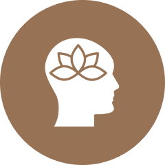 Silhouette with lotus on brown background.
